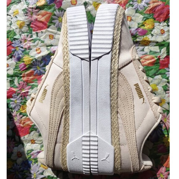 Puma Carina Espadrille Canvas Jute Platform Spring Summer Tennis Trainer, 388388 - Picture 1 of 12